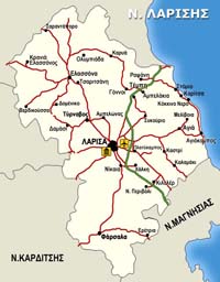 Χάρτης Νομού Λάρισας - Μεγαλύτερη Προβολή